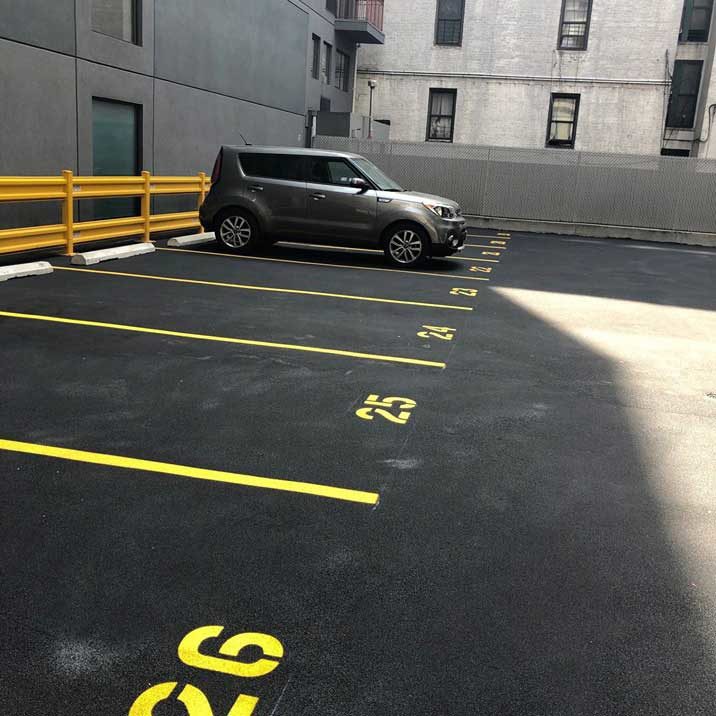 Safety Striping - Parking Garage Lot Coal Tar by CPNY Concrete Polishing