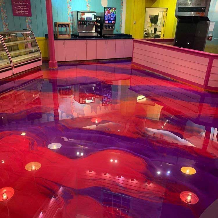 Sweet Sailin Candy Store at SeaWorld Orlando reflector pink and purple by Hot Spray industrial coatings and Victory Epoxy 7